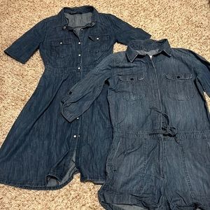 Denim Denim! 2 worn once denim dress (Zara) & overall shorts (pistols)
